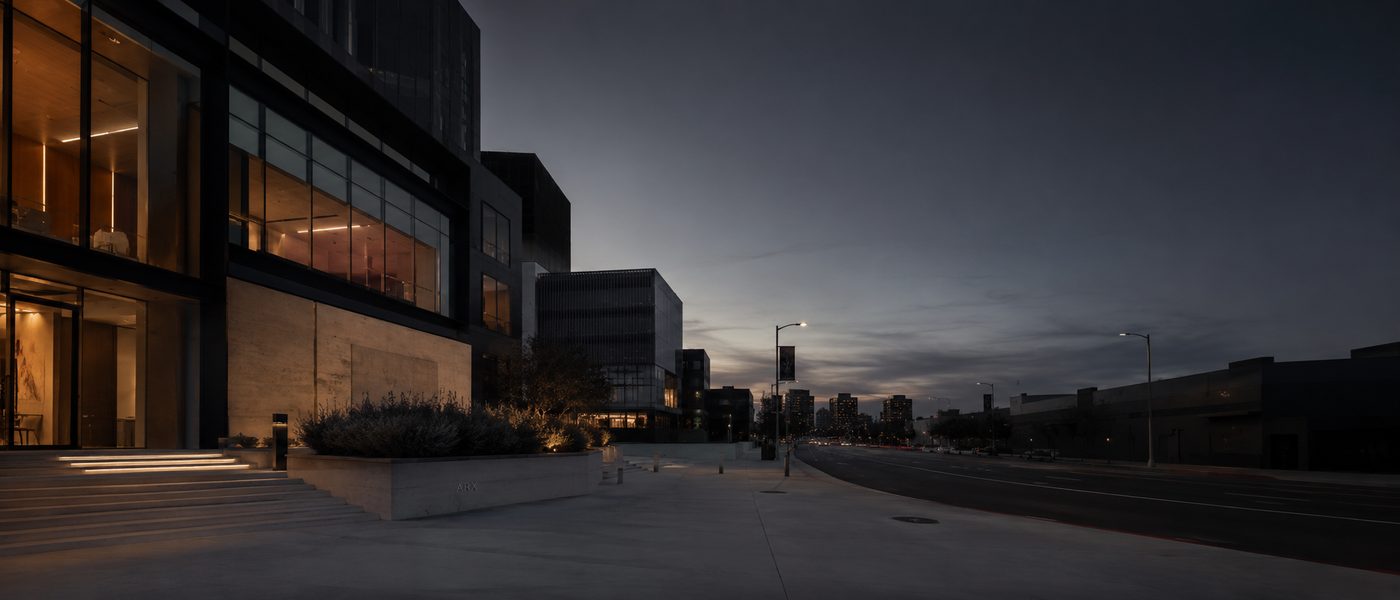 ARX building at dusk, Los Angeles